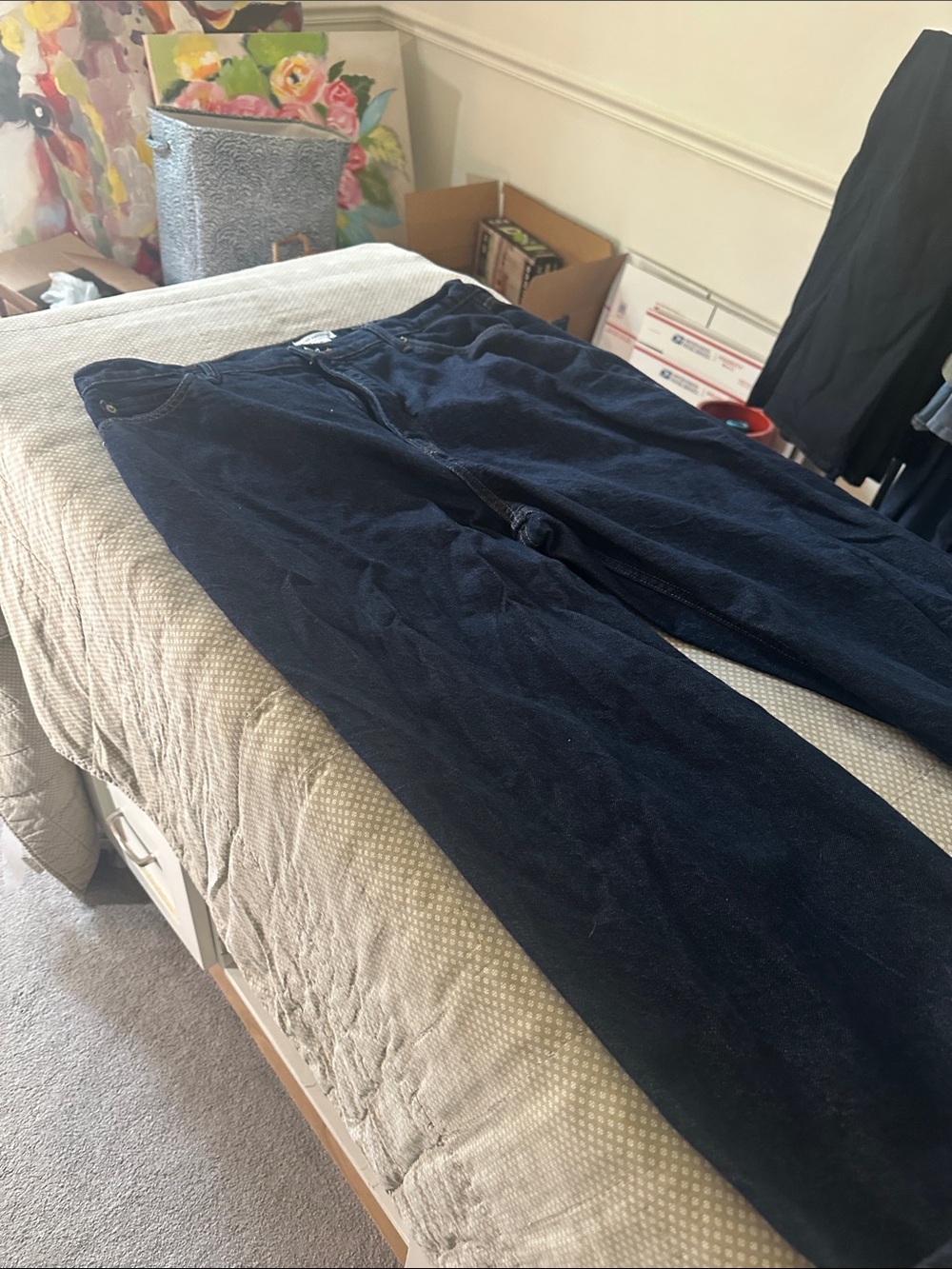 Good American Dark Navy Wide-Leg Corduroy Jeans